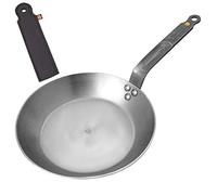 De Buyer Mineral B Element 5610.28 Sartén de freír de acero con funda de mango para proteger la mano, hierro, 20 cm