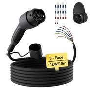 dé Cable de Carga Tipo 2 de Extremo Abierto 11kW [3-Fase|10m|16A] para Wallbox/Cable de reemplazo para estación de Carga