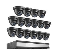 de cámara de seguridad de 16 canales y 2MP, Kit negro H265 + DVR, detección de movimiento, 1080P, conjunto de videovigilancia CCTV for el hogar y exteriores(4T,16 Black Cameras)