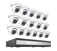 de cámara de seguridad de 16 canales y 2MP, Kit negro H265 + DVR, detección de movimiento, 1080P, conjunto de videovigilancia CCTV for el hogar y exteriores(2T,16 White Cameras)