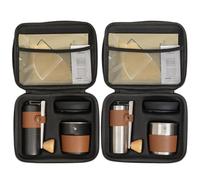 de campamento, kit de molienda de café, juego de viaje, molinillo manual multifuncional, bolsa de almacenamiento portátil, senderismo, playa, uso doméstico, 8.66 x 7.2 x 4.92 pulgadas