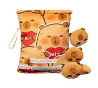 De Carpincho - Algodón PP 18x20 Cm | Estuche De Peluche para Tentempiés | Incluye 4 Muñecos Pequeños Y Llavero Suave para Viajes, Colegio, Pícnic Y Dulces