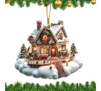 de casa de Pueblo, acrílico con diseño de árbol de Navidad, Encantador de casa de Nieve para el hogar, Vacaciones de Invierno