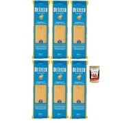 De Cecco Linguine n°7, pasta de trigo duro 6 x 500 g - trefilado de bronce, secado lento ~18 h, textura rugosa - cocción 12 min (al diente 10 min) - Fabricado en Italia + Italian Gourmet Polpa 400 g