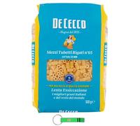 De Cecco Pasta Mezzi Tubetti Rigati Nº 65, 100% pasta italiana, paquete de 500 g + llavero Beni Culinari gratuito