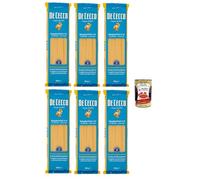 De Cecco Spaghettini n°11, pasta de trigo duro 6 x 500 g - secado lento ~18 h, textura firme - cocción 9 min (al dente 7 min) - Fabricado en Italia + Italian Gourmet Polpa 400 g