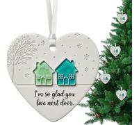 de cerámica para árbol de Navidad, decoración navideña en forma de corazón, colgante de cerámica, elegante decoración de temporada, de amor para adultos, mujeres, niñas, estudiantes