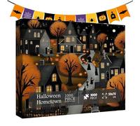 de ciudad de Halloween, puzle de ciudad natal de Halloween, 1000 piezas, de casa embrujada, sofisticado para adultos, juguete creativo y divertido para