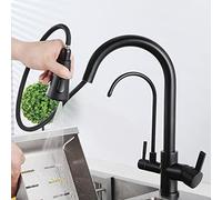 de Cocina 3 vías saca el Agua giratoria de latón y el purificador de Agua fría purificador del Grifo-Negro (Cromo)