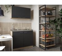 De Cocina Mini Individual Pantry Roble Madera Aserrada Áspera Negro Merle 100CM