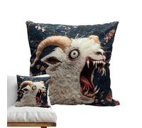 de cojín de Cabra, 45 x 45 cm, decoración de Interior, Cabeza de Oveja expresiva | Fundas Decorativas para cojín, para sofá, Asiento de Oficina, Suelo Relajante, Siesta Masaje