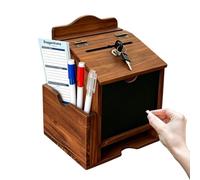 de colección benéfica: estuche de almacenamiento de madera, mecanismo de bloqueo con llave, panel de entrada ranurado, diseño de transporte compacto, organizador reutilizable para recaudación de