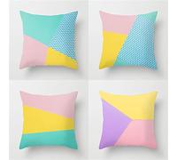 De colores Fundas Cojines Sofa 4 Piezas Doble Cara Geometría Funda Cojin Suave Cojines Decorativos con Cremallera Oculta Cojines Exterior Impermeable para Hogar Cama Funda Almohada 40x40cm JF-3166