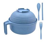 de comida genérica PP | Cuenco microondas de 18 cm - Cocina fideos de gran capacidad con palillos cuchara tenedor - Cocina rápida residencia universitaria