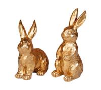De Conejitos - Esculturas De Resina De Pascua Vintage Doradas, 2 Piezas De De Mesa De Animales Pequeños, Juego De Figuras Decorativas En Miniatura, Elegante Acento Navideño | Para Sala De Esta