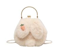 de conejo, de media luna, para niños, de mensaje pequeña, bolso de media luna portátil, correa ajustable, color sólido, de animales de dibujos animados para niñas con