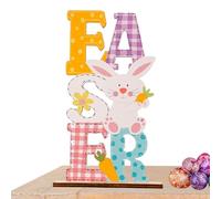 de Conejo de Pascua, de Madera de Pascua, Decoración de Pascua de Madera de Conejo con Zanahoria - Decoración de Mesa de Artesanía Suministros de Vacaciones Coloridas para la Granja