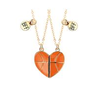 de corazón de baloncesto, joyería creativa absorbente de caída de para niños, colgante de buenos amigos, conjunto personalizado de tendencia Collares de La Amistad (2-Gold, One Size)