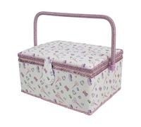 de costura - Kit portátil vintage, cesta de almacenamiento con múltiples compartimentos de 32 cm, bandeja extraíble, estuche organizador de costura, costura de para reparación de agujas de