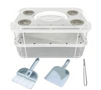 de cría de de harina amarilla, componente de alimentación de malla fina, tamaño de 9.45 x 6.3 x 5.12 pulgadas más construcción de diseño de visualización clara, granja de larvas, cierre