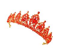 de Cristal Roja Lujosa para Novia Tiara Artesanal de Aleación con Pedrería Brillante Tocado Brillante para Boda y Fiesta Accesorio Elegante para Madrinas y Princesas