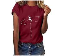 de Cuello Redondo con Estampado de Diente de León Tapa de la Blusa Suelta Casual de la Vendimia Túnica Básica de Verano para Dormir Trabajar Deporte Camiseta de Manga Corta JANES711SALE01406