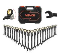 de de Cabeza Flexible VEVOR, 24 Piezas SAE y Métricas, 72 Dientes, Acero , Combinadas Flexibles con Estuche de Almacenamiento, para Reparaciones Generales del Hogar y Automotrices, Negro