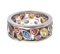 de - de dedo inquieto de circonita colorida, banda de acero inoxidable, joyería giratoria de, anillos giratorios para aliviar el estrés | Regalo relajante para mujer