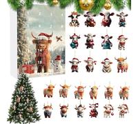 de de las Tierras Altas | Colgante plano de de Navidad 2D, suministros de fiesta, 24 días, festival, Adviento para chimenea, sala de estar, mochila, ventana, dormitorio, coche