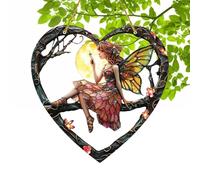 de,de para Ventana | Decoración de Ventana de acrílico Manchado,de en Forma de corazón, decoración de Colgante de acrílico Manchado para decoración del hogar