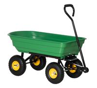 de descarga de jardín de Outsunny, 75x75L, carga máx. 200 kg, 4 ruedas neumáticas, acero y PP, y verde