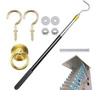 de descenso de escalera - Construcción de acero inoxidable, barra extensible de 64 pulgadas, gancho de agarre de goma, tamaño 56 - 164 cm | para escaleras de ático C, gabinete de cobre,