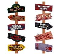 de dirección de Halloween - Tablas de flecha de duraderas, etiquetas para cortos, horror aterrador | 10 piezas objetos de escena de Halloween de grandes dimensiones con características