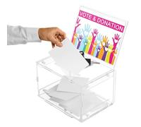 de donaciones transparente - Urna de acrílico, contenedor con cerradura | de recogida transparente para billetes de cambio de efectivo, donaciones de propinas para recaudación de fondos, pro