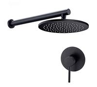 de Ducha, bañera Negra de latón sólido Juego de Ducha de baño Brazo de Ducha de baño de 8-12 Pulgadas Cabezal de Ducha de Lluvia Redonda Conjunto de batidores de una vía, Juego de Ducha de Lujo