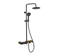 de Ducha con bañera de Grifo de Ducha Montaje de Pared Montaje de la Pared de Ducha de Lluvia de Mango de una Sola Mano con rociador portátil Juego de Ducha, Altura Ajustable, (Negro A)