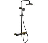 de Ducha con bañera de Tina de Grifo de Ducha Montaje de Pared Montaje de una Sola manija de Cabeza de Ducha con rociador portátil Juego de Ducha, Altura Ajustable, Negra
