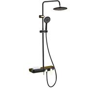 de Ducha con bañera de Tina de Grifo de Ducha Montaje de Pared Montaje de una Sola manija de Cabeza de Ducha con rociador portátil Juego de Ducha, Altura Ajustable, Negra