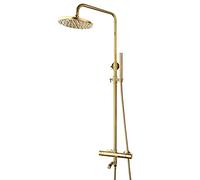 de Ducha de Lluvia termostática Dorada de Ducha de 8 Pulgadas Juego de Grifo de Ducha de Pared colección de Ducha de Ducha montado en la Pared Ducha de Lluvia con Ducha de Mano, Cabezal de Ducha,