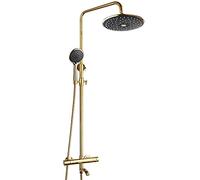 de Ducha de Lluvia termostática Dorada de Ducha de 8 Pulgadas Juego de Grifo de Ducha de Pared colección de Ducha de Ducha montado en la Pared Ducha de Lluvia con Ducha de Mano, Cabezal de Ducha,