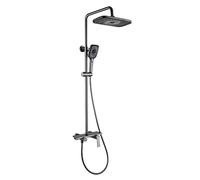 de Ducha Medido de Ducha montada en la Pared Set de Altura de Ducha de Lluvia Ajustable Combo de Ducha Combinado de una Sola manija y Kit de Adornos con bañera, rociador de Mano, Cabezal de Ducha de