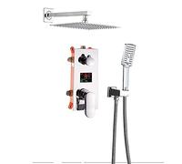 de Ducha Techo Montado Gran Lluvia 16 Conjunto de grifos de Ducha Conjunto de Temperatura de una Sola Palanca Digital Válvula de Mezcla de Ducha Oculta, 12 Pulgadas 2 Maneras