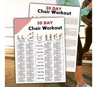 de Ejercicio en Silla para Mayores de 30 Días | Guía de Ejercicios con Silla I Póster de Entrenamiento en Silla | Plan de Ejercicio en Casa para Adultos, Juego de 2, 8x10 Pulgadas Sin