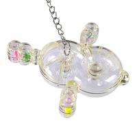 de ejercicio para periquitos: rueda de sonajero giratorio transparente, con agujeros para alimentar, accesorio estimulante para embellecer jaulas, tratamiento duradero contra el aburrimiento