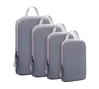 De Embalaje De Compresión Para Viajar - De Compresión Para Equipaje | Conjunto De 4 Organizadores De Viajes, Bolsas Malas Reutilizables Reutilizables Impermeables Para Maletas Y, Gris, Se