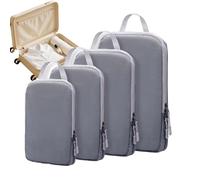 de embalaje de compresión para viajes - juego de organizador de equipaje de 4 piezas, bolsas de transporte al vacío reutilizables para maleta, vuelo, camping, mochileros, negocios y vacan