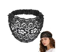 de Encaje Banda Para La Cabeza De Encaje Con Perlas Florales | Bandas Bohemias Elásticas Y Anchas Para Bodas, Viajes, Cotidiano, Vacaciones Y Peinados