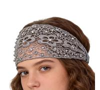 de Encaje | Banda para la Cabeza de Perlas Florales con Abalorios - Diadema Elástica Ancha de Estilo Boho,Para Bodas, Viajes, Uso Cotidiano, Vacaciones Y Peinados