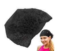 de encaje para niñas,Diadema de encaje | anchas de floral y perlas - elásticas de de perlas, diadema elegante de tela, accesorios para el cabello para mujer