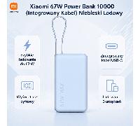 de energía Xiaomi 67W 10000 con cable USB-C integrado, azul hielo, batería portátil de carga rápida de 67W con entrada de 65W, pantalla digital, carga de triple puerto y compatibilidad con portátil